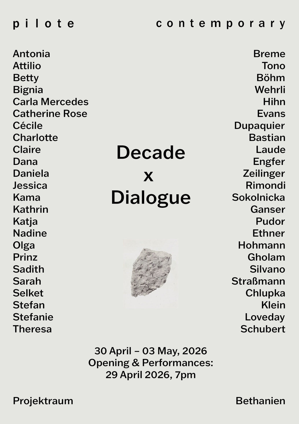 Decade × Dialogue, 0 Year Anniversary of pilote contemporary, Flyer
